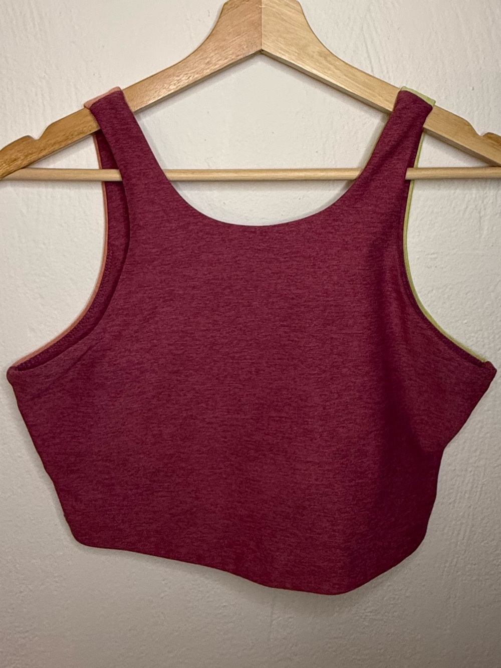 Outdoor Voices Venus Crop Top - Maroon, Lime and Peach with Subtle Heathering